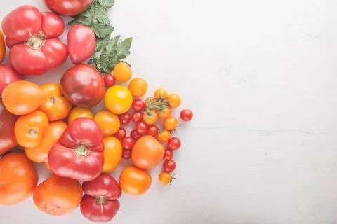 Variation of fresh ripe tomatoes Foto stock