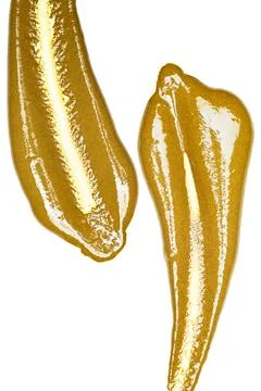 Variation of golden acrylic stain elements with brush and paint texture han.. Foto stock