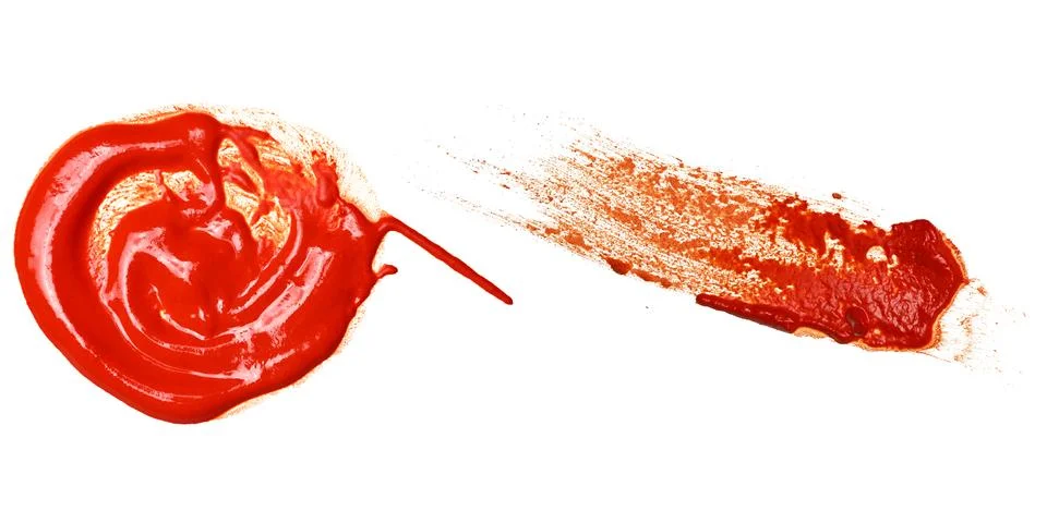Variation of red acrylic stain elements with brush and paint texture hand-d.. Foto stock