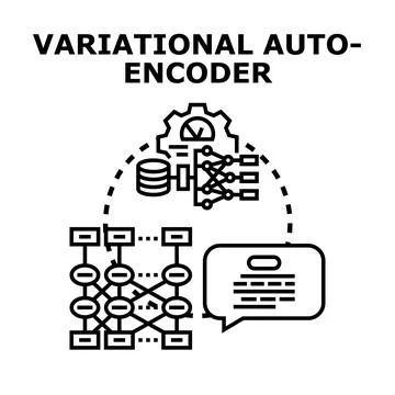 Variational autoencoder algorithm representing advanced machine learning proc Stock Illustration