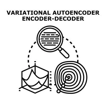 Variational autoencoder encoder decoder model concept Ilustración de archivo