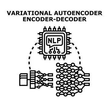 Variational autoencoder learning encoder decoder neural network Illustrazione stock