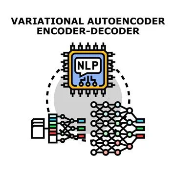 Variational autoencoder learning encoder decoder neural network Stock Illustration