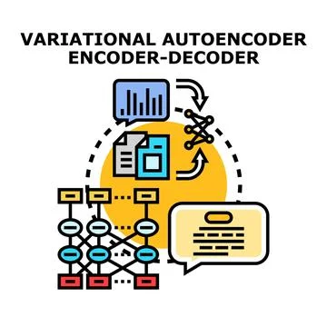 Variational autoencoder model processing data concept Stock Illustration