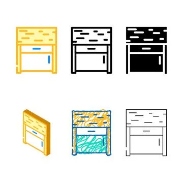 Variations bedside table top view color icon vector Stock Illustration