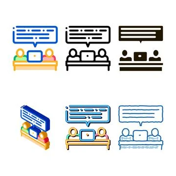 Variations business people conversation icon vector outline Stock Illustration