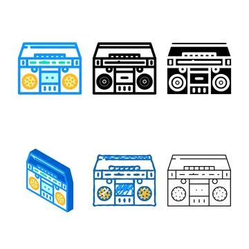 Variations cassette stereo boombox player color icon vector Stock Illustration