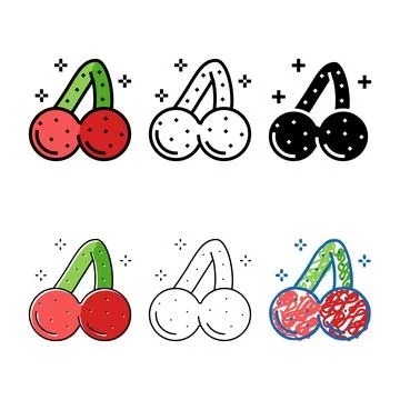 Variations cherry jelly candy gummy color icon vector 库存插图