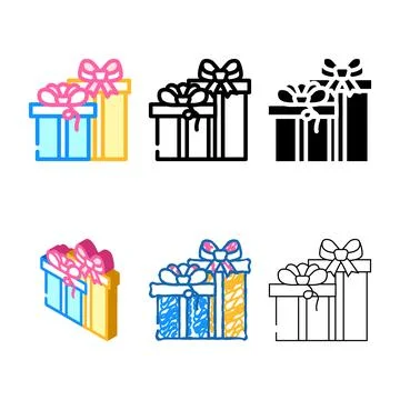 Variations christmas gift boxes color icon vector 库存插图