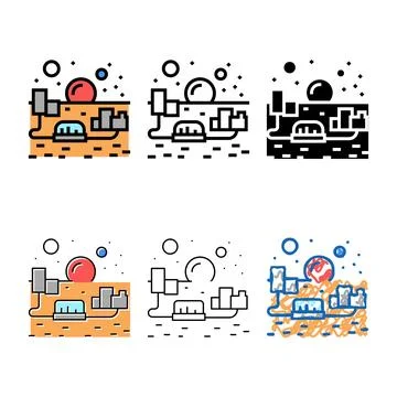 Variations city on mars color icon vector Stock Illustration
