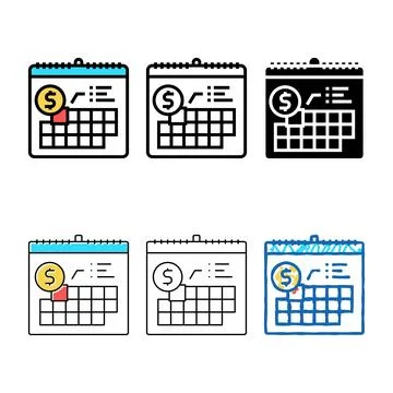 Variations date for payment subscription color icon vector Stock Illustration