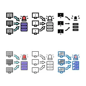 Variations ddos attacks color icon vector Stockillustratie