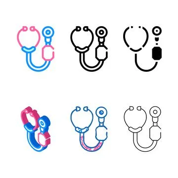 Variations digital stethoscope color icon vector sign Stock Illustration