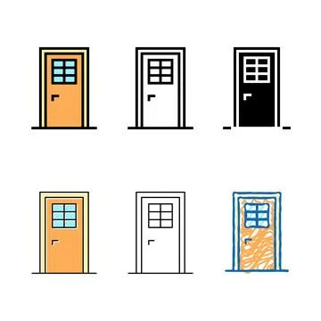 Variations door with window color icon vector Stock Illustration