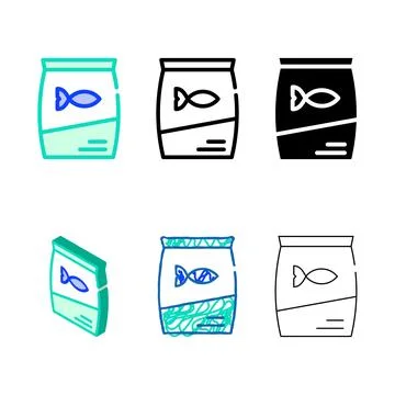 Variations fish feeding bag for cat color icon vector Stock Illustration