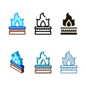 Variations gas in kitchen burner icon vector outline Stock Illustration
