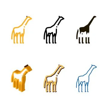 Variations giraffe icon vector outline Stock Illustration