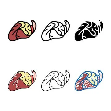 Variations heart chicken color icon vector Stock Illustration