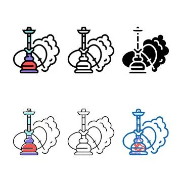 Variations hookah smoke color icon vector Stock Illustration