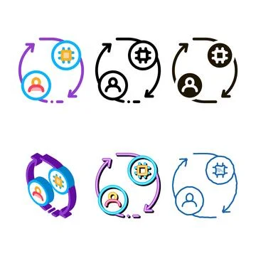 Variations human and computer car control icon vector outline イラスト素材