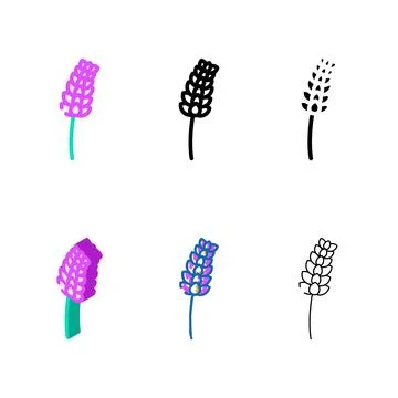 Variations lavender blossom spring color icon vector Stock Illustration