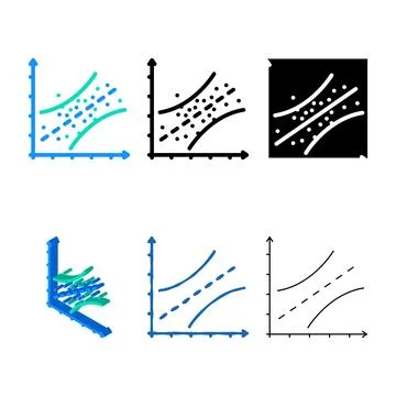 Variations linear regression color icon vector 库存插图