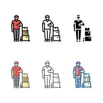 Variations logistic courier color icon vector Stock Illustration