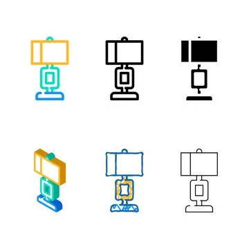 Variations modern table lamp color icon vector 스톡 일러스트