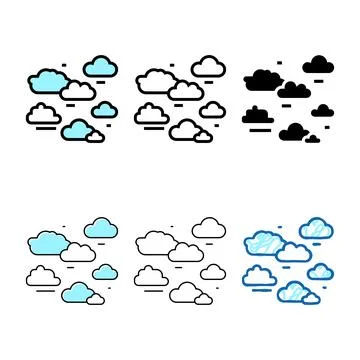 Variations natural clouds color icon vector Stock Illustration