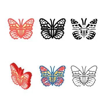 Variations painted lady summer color icon vector Stock Illustration
