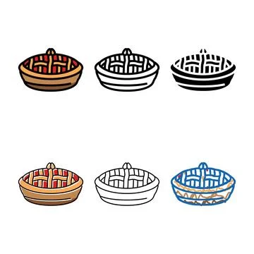 Variations pie cake food dessert color icon vector Stock Illustration