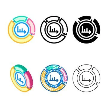 Variations pie chart color icon vector flat Stock Illustration