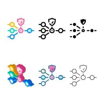 Variations protection nodes color icon vector line Illustrazione stock