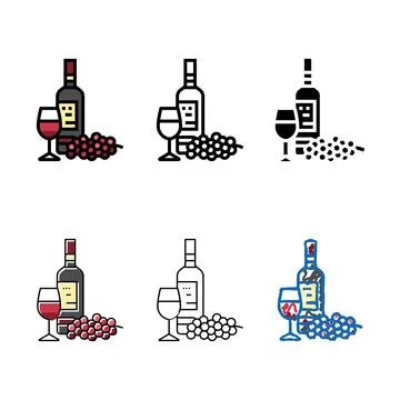 Variations red wine bottle color icon vector Stock Illustration