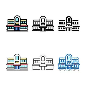 Variations restaurant cafe building color icon vector Stock Illustration