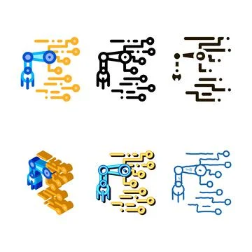Variations robot microchip vector outline Illustrazione stock