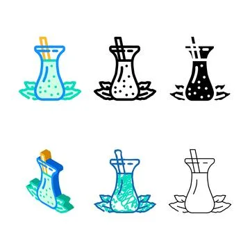 Variations spinach smoothie drink color icon vector Stock Illustration