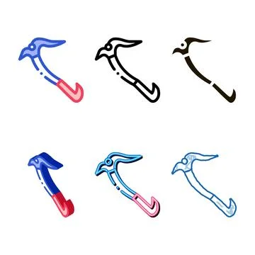 Variations sport ice axe tool alpinism equipment vector icon Stock Illustration