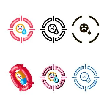 Variations target on sad person icon vector outline Stock Illustration