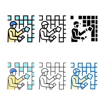 Variations tiler worker color icon vector Ilustración de archivo