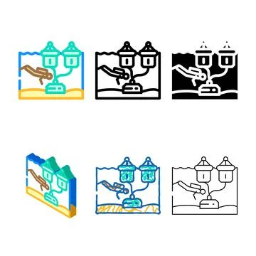Variations wave farm installation tidal color icon vector Stock Illustration