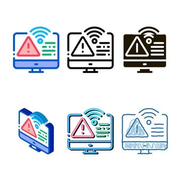 Variations wifi error icon vector outline Stock Illustration