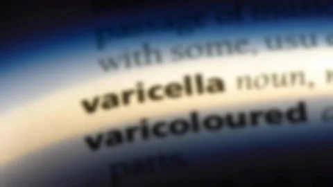 Varicella word in a dictionary. Stock Footage 99562699