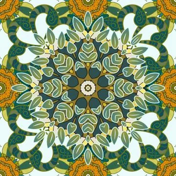 Varicologreen, neutral and blue vector seamless illustration. Cute Floral patter 库存插图