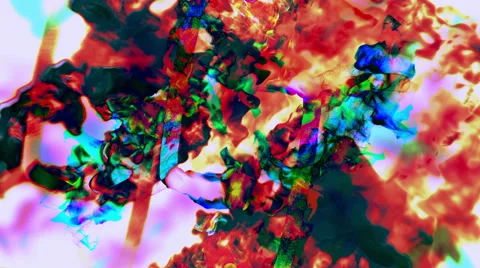 Varicolored streams of particles forming patterns, 3D animation, looping 動画素材 64999066