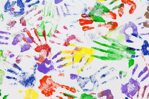 Varicoloured imprint of the hands Stock Photos