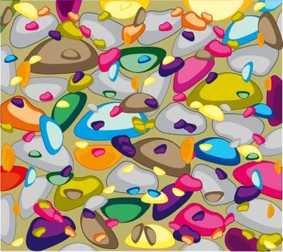 Varicoloured stone on gray background Stock Illustration