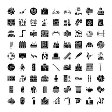 Varied black solid icons set illustrating web design Ilustración de archivo