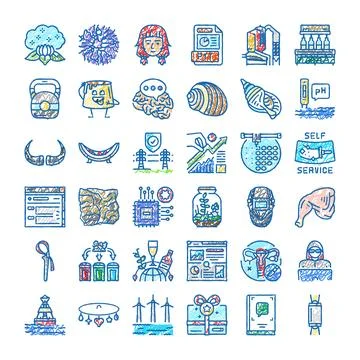 Varied collection of hand drawn doodle icons 스톡 일러스트