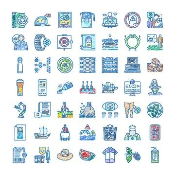 Varied hand drawn icon set illustrating diverse concepts 库存插图